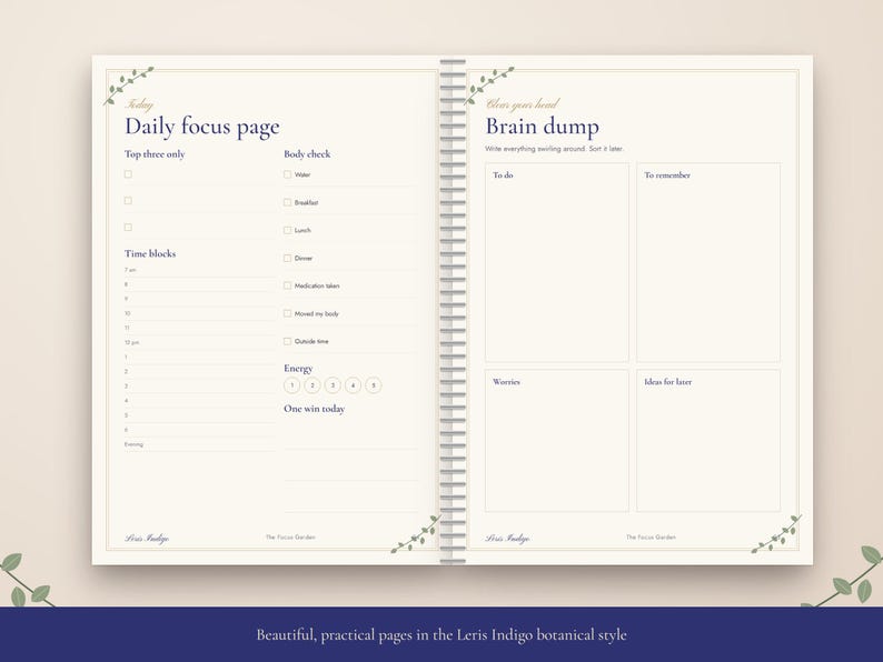 Adhd-friendly Printable Planner, Botanical Style, Daily Routine Tracker ...