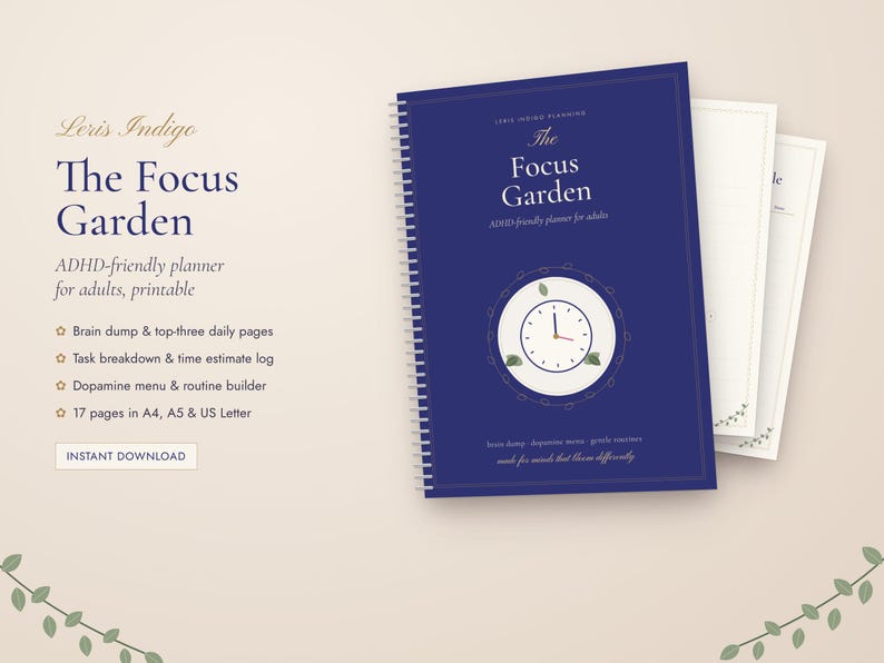 Adhd-friendly Printable Planner, Botanical Style, Daily Routine Tracker ...