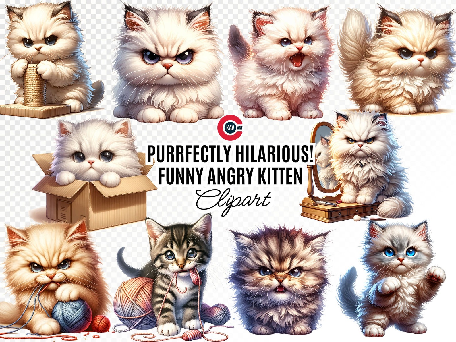 Cute Kitten Clipart, Funny Angry Kitten Clipart, Angry Kitten, Funny ...