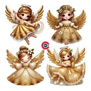 Angel Clipart, Cute Golden Fairy Clipart, Golden Angel Clipart, Cute Angel, Decoração de berçário, Junk Journal, Scrapbooking e Sublimação