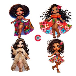 Chibi Black Girl Clipart: Fashion Afro Girls, Junk Journal (Digital Download)