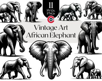 Set of Woodcut Illustrations of Animals. Vintage Grunge Vector