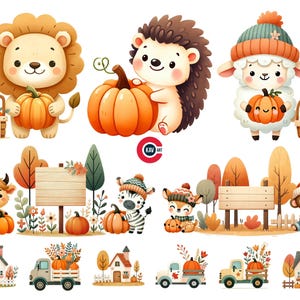 Autumn Animals Clipart, Cute Nursery Animals Graphics, Autumn Nursery, Fall Nursery Graphics, Nursery Decor, Scrapbooking and Sublimation