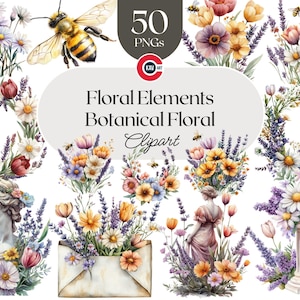 Blumen Clipart: Wildblumen PNG Grafiken für Scrapbooking (Digitaler Download)