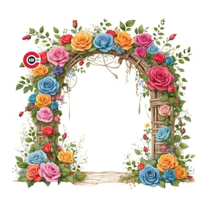 Watercolor Floral Frame Clipart: Elegant Flower Illustration (PNG)