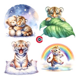 Clipart tigre, clipart bébé tigre mignon, décoration de chambre d'enfant, animaux mignons de la jungle, clipart bébés animaux, journal indésirable, scrapbooking et sublimation