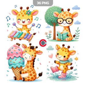 Clipart girafe, clipart girafe animal chambre d'enfant, girafe drôle, girafe mignonne, girafe ludique, Junk Journal, Scrapbooking et sublimation