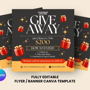 Giveaway Flyer Template: DIY Contest, Event, Voucher (Canva)