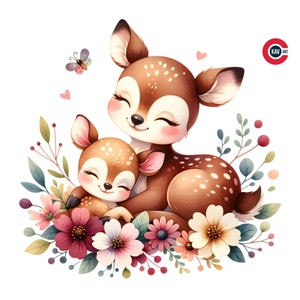 Mutter und Baby Tiere, Baby Tiere mit Mutter Liebe Clipart, Niedliche Mutter und Baby Liebe, Junk Journals, Scrapbooking und Sublimation