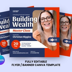 Business Flyer, DIY Flyer Template Design, Wealth Masterclass Flyer, Webinar Flyer Template, Instagram Flyer, Canva Templates