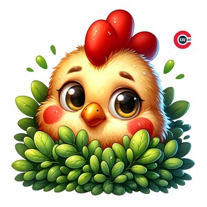 Lustiges Huhn Clipart, Baby Huhn Spielen, niedliches Baby Huhn mit lustiger Aktivität, Kinderzimmer Dekor, Junk Journals, Scrapbooking und Sublimation