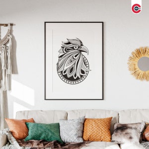 Eagle Art Print: Black and White Tribal Decor (Digital Download)