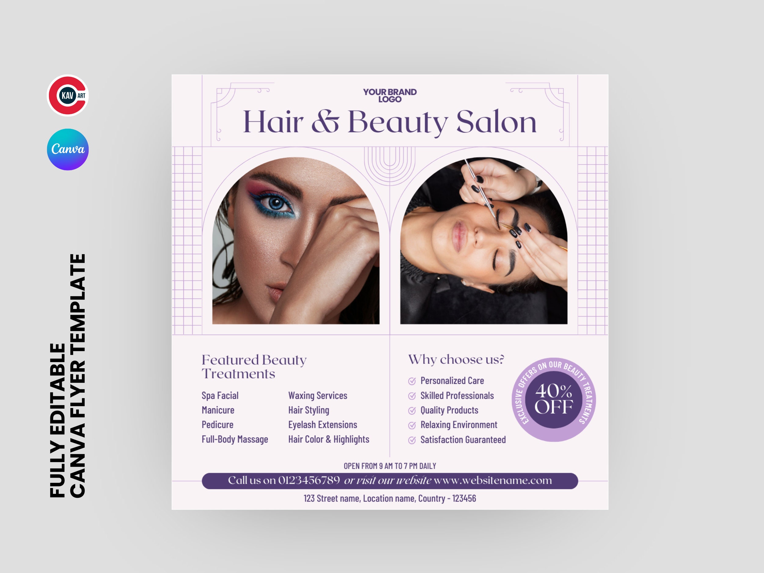Beauty Salon Flyer, Canva Templates, Flyer Template