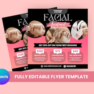 Facial Treatment Flyer: DIY Skincare Canva Template (5x5 inches)
