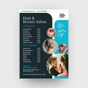 Hair Salon Flyer Template: DIY Beauty & Facial Design (Canva)