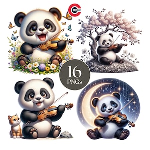Panda clipart, Panda fofo tocando música, Gráficos musicais de animais, Gráficos de animais fofos, Download digital por sublimação