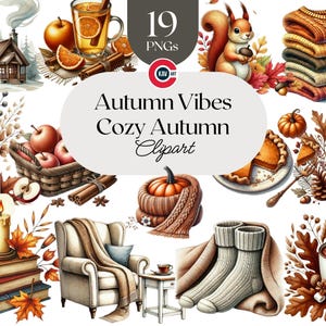 Watercolor Autumn Clipart: Cozy Fall PNG Images (Digital Download)