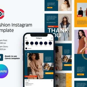 Pacote de modelos minimalistas do Instagram | Modelos do Canva para postagens e histórias | Modelos de mídia social | Pacote de moda do Instagram