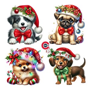 Christmas Puppy Clipart: Festive Holiday Dogs (Digital Download)