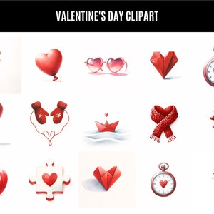 Valentinstag Aquarell Illustration, Minimal Valentinstag Aquarell Clipart, Print On Demand Cliparts, Clipart Bundle