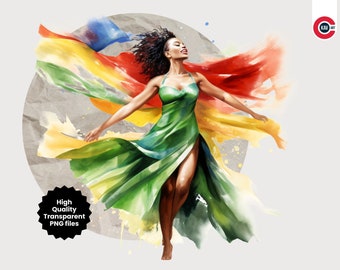 Afroamerikansk stolthetsillustration: Kvinna i färger (PNG Clipart)
