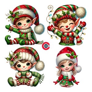 Elfo Clipart, Elfo de Natal fofo Clipart, Elfo encantador Clipart, Diversão de Natal Clipart, Diário de lixo, Scrapbooking e Sublimação