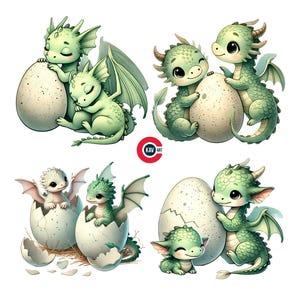 Drache Clipart, niedliche Drache Grafiken, niedlicher Drache mit Ei Clipart, Baby Drache Clipart, Kinderzimmer Dekor, Scrapbooking und Sublimation