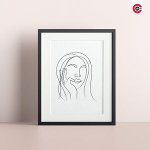 Line Art Woman Portrait Print: Minimalist Home Decor (Digital Download)