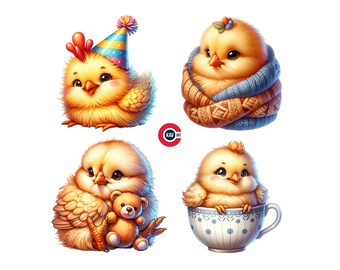 Chick Clipart, Spring PNG Graphics (Digital Download)