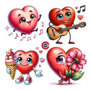Clipart coeur, coeur emote clipart, coeur drôle, emojis coeur mignons et drôles, emotes sincères, journaux indésirables, scrapbooking et sublimation