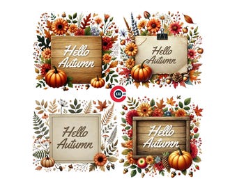 Autumn Floral Clipart: Pumpkin & Fall Leaves Graphics (Digital Download)