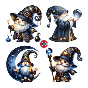 Goochelaar gnome plezier met magische clipart, goochelaar clipart, gnome magische clipart, decor van de kinderkamer, ongewenste tijdschriften, scrapbooking en sublimatie