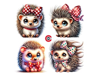 Funny Hedgehog Clipart, Animal PNG, High-Resolution (Digital Download)