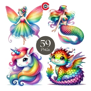 Rainbow Birthday Clipart: Playful PNG Graphics (Digital Download)