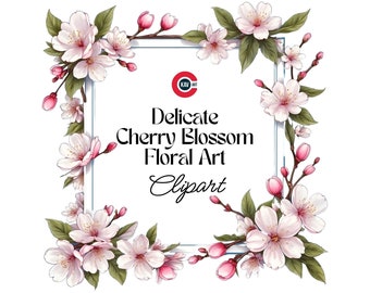 Watercolor Cherry Blossom Clipart: Spring Floral PNG for Wedding Designs