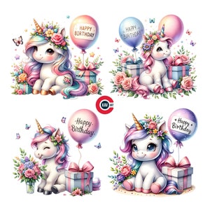 Gelukkige verjaardag clipart, verjaardag eenhoorn clipart, schattige eenhoorn clipart, verjaardagsgraphics, uitnodigingskaart, scrapbooking en sublimatie