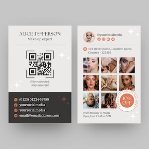 Sjabloon voor Canva-visitekaartjes met QR-code, IG Influencer Card, social media-visitekaartjes, sjabloon voor doe-het-zelf Canva-visitekaartjes