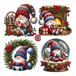 Gnome Clipart, Natal Gnome Clipart, Gnome Festivo Brincalhão, Gnome Diversão e Felicidade de Férias, Diário de Lixo, Scrapbooking e Sublimação