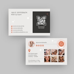 Canva Business Card Template with QR Code, IG Influencer Card for Small Business, Social Media Card, DIY Canva Business Card Template