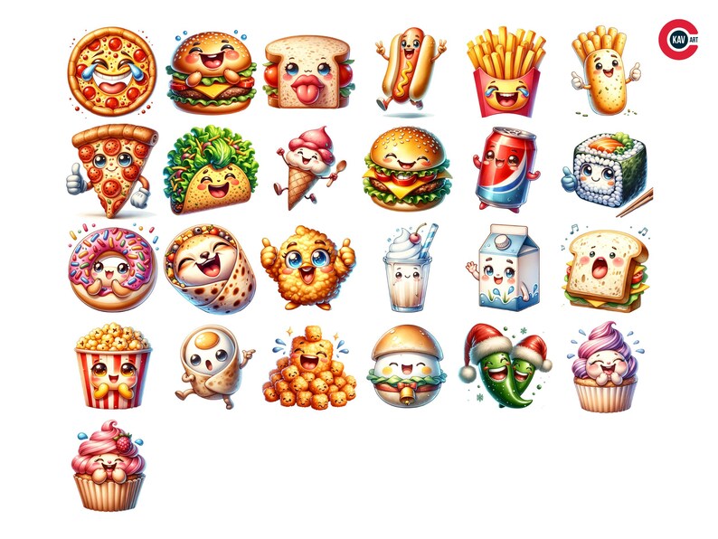 Food Emotes Funny Fast Food Emote Clipart: Burger, Pizza, Taco (PNG Digital ...