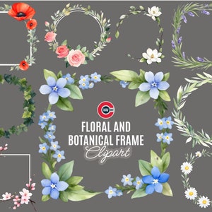 Watercolor Floral Frame PNG: Spring Flower Clipart (Digital Download)