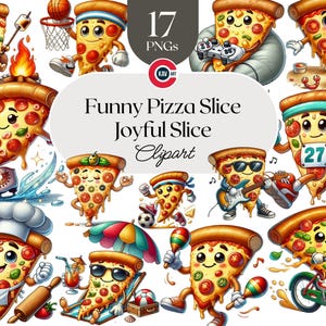 Clipart aquarelle de personnage de tranche de pizza, clipart de tranche de pizza drôle, emote de tranche de pizza joyeuse, PNG transparent, scrapbooking et sublimation