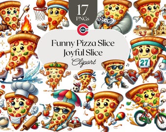 Aquarell Pizza Stück Clipart: Lustiges Essen Emotes (PNG)