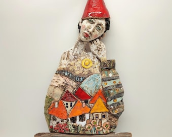 IDYLL; ceramic sculpture, artistic ceramics, handmade, ceramic sculpture, clay bas-relief, ceramic art, ceramic landscape