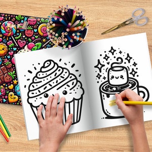 Sweet Treats Coloring Book | Printable Coloring Pages | Dessert Coloring Pages | Cupcakes, Ice Cream, Cakes, Candy, Donuts and more!
