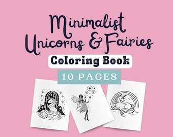 Unicorn & Fairy Coloring Book | Minimalist Designs (Digital Download)