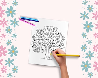 Livre de coloriage fleurs de printemps | Motifs floraux imprimables (téléchargement numérique)