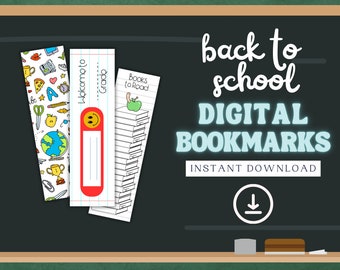Segnalibri per il ritorno a scuola / Lettura per bambini, regalo per insegnanti (download digitale)