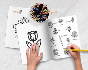 Minimalist Floral Coloring Pages | Line Art Drawings (Digital Download)