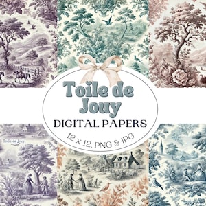 Blue Toile De Jouy Digital Paper in multiple colors! | Victorian Digital Paper | Digital Scrapbook Paper | French Toile Digital Papers
